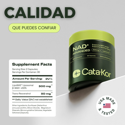 Cata-Kor™ NAD+ Liposomal 250mg – Energía Celular, Enfoque Mental y Longevidad