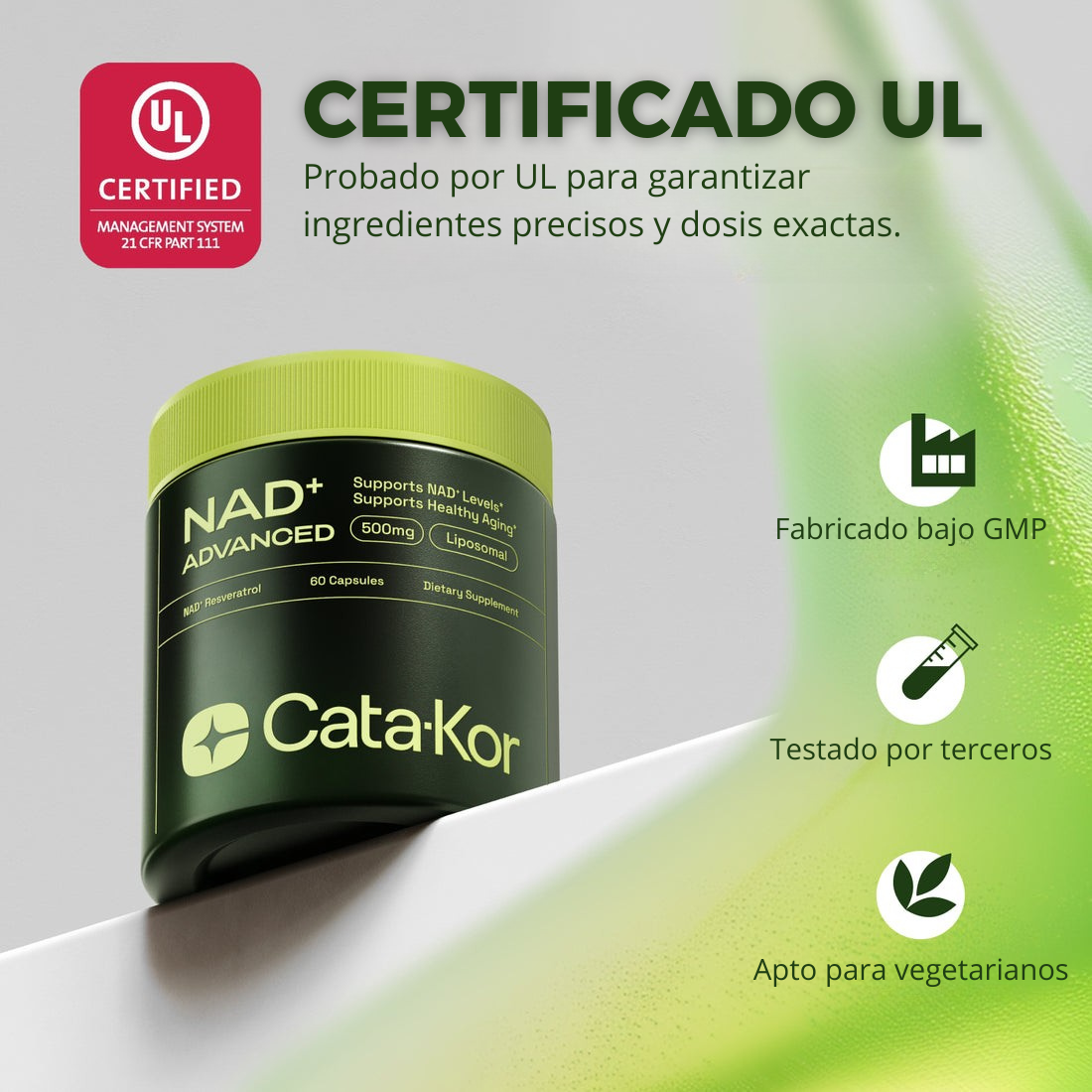 Cata-Kor™ NAD+ Liposomal 250mg – Energía Celular, Enfoque Mental y Longevidad